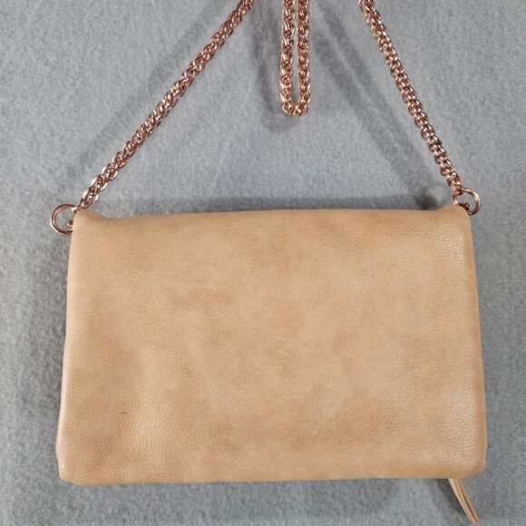 Free People Bag Pink Foldover Twin City Vegan Crossbody 8" Chain Powder Pink - Picture 11 of 11